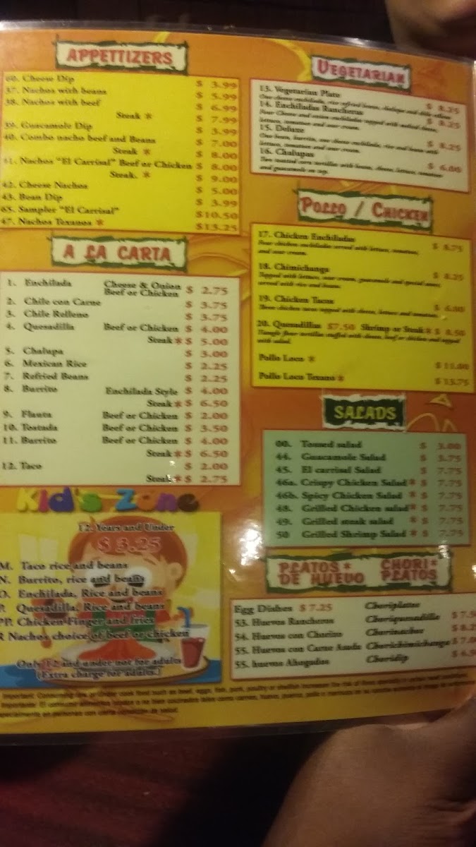 El Carrisal Mexican Restaurant Photo Menu 3