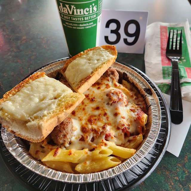 Mostaccioli and Meatballs with Cheesy Bread