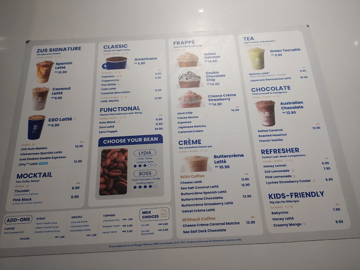 ZUS Coffee - Persiaran Seri Impian, Bukit Mertajam Photo Menu 1