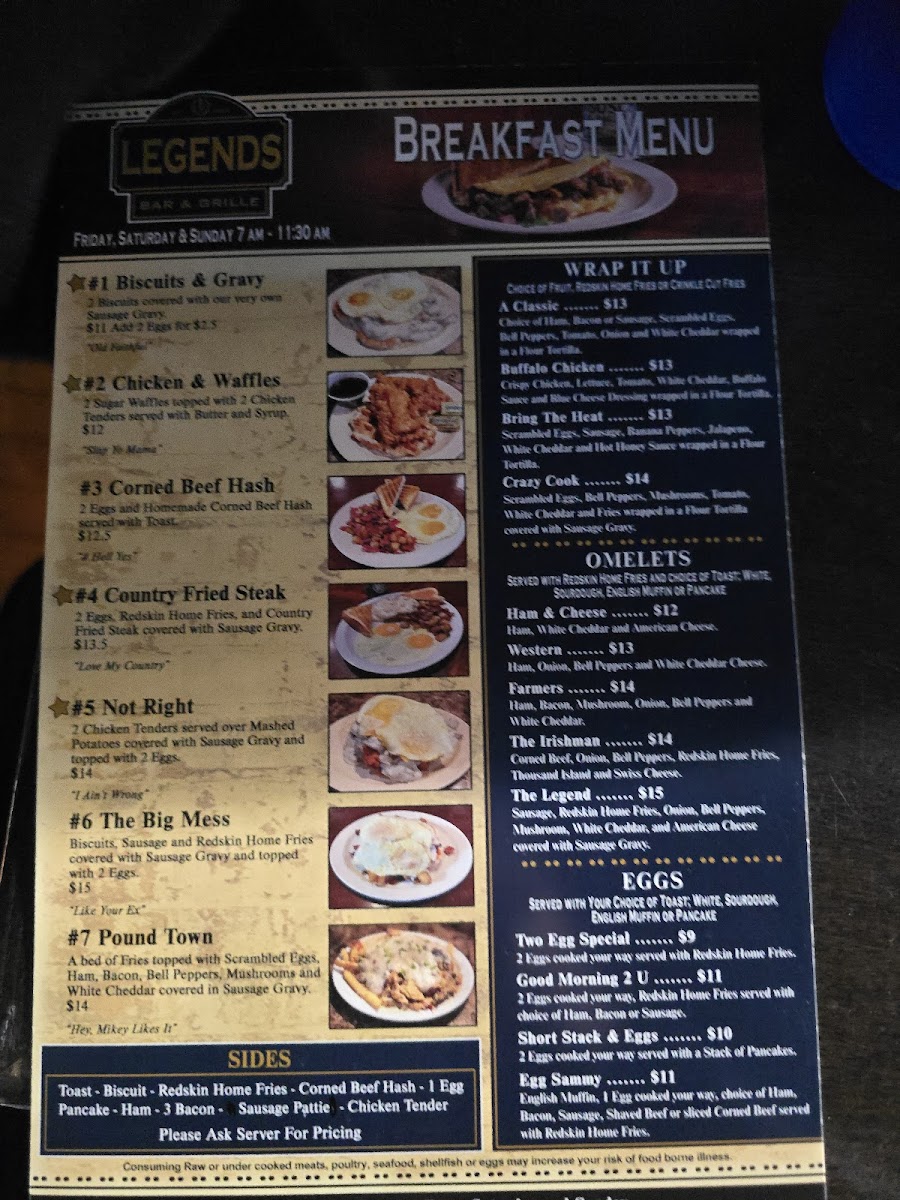 Legends Bar & Grille Photo Menu 1