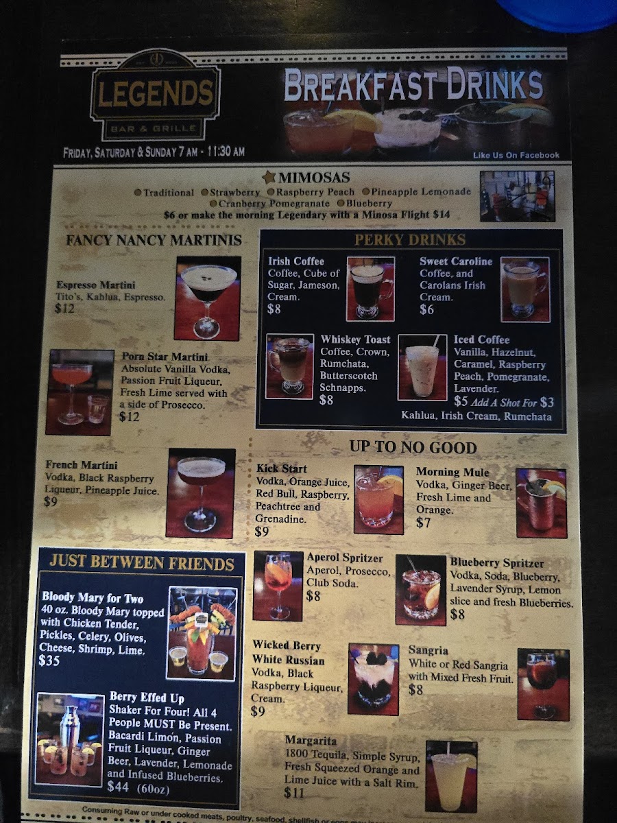Legends Bar & Grille Photo Menu 2