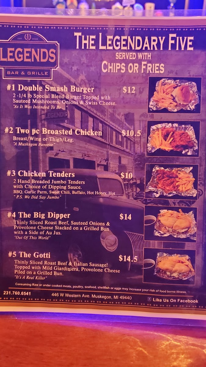 Legends Bar & Grille Photo Menu 5