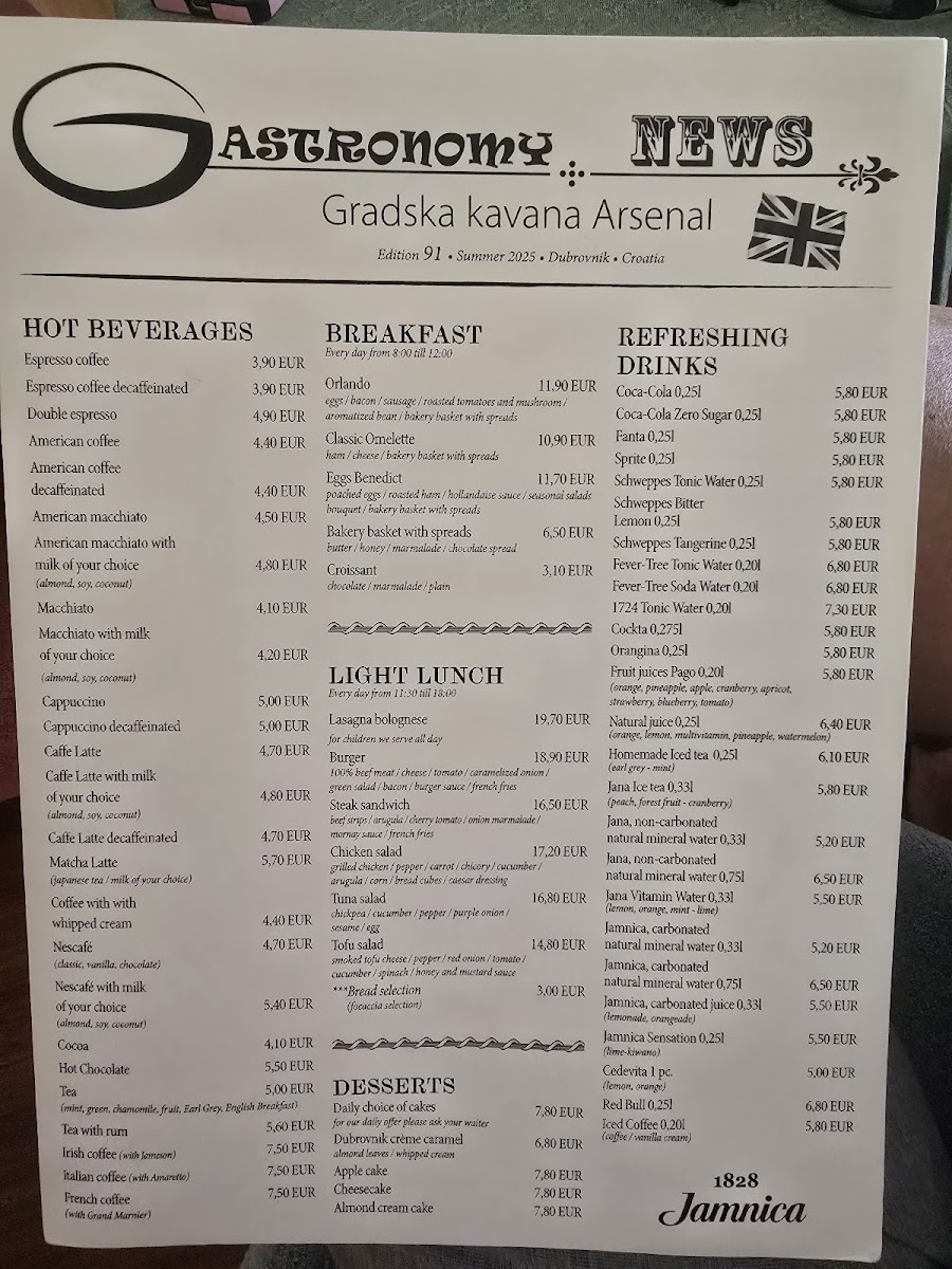 Gradska kavana Arsenal Restaurant Photo Menu 2