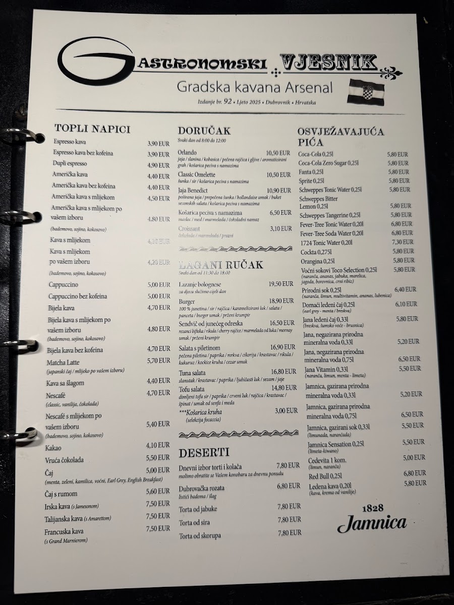 Gradska kavana Arsenal Restaurant Photo Menu 9