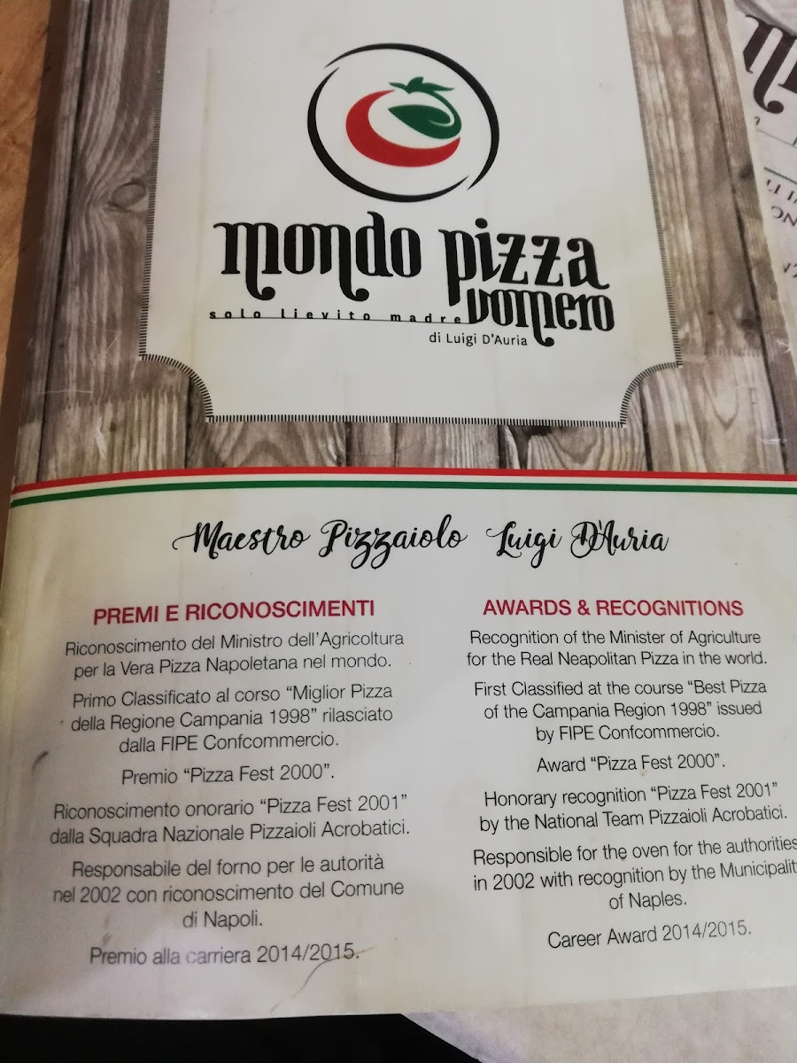 Mondo Pizza D'Auria Photo Menu 2