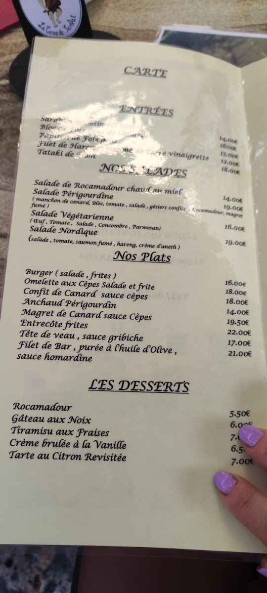 RESTAURANT LA FONTAINE SARLAT Photo Menu 2