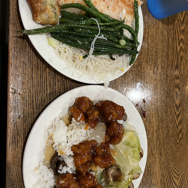 General TSO's Chicken Steamed Fish and Asparagus