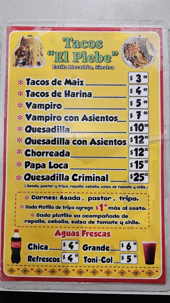 Tacos El Plebe Photo Menu 1