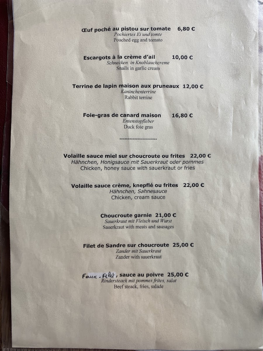 Restaurant Au Chaudron Photo Menu 1