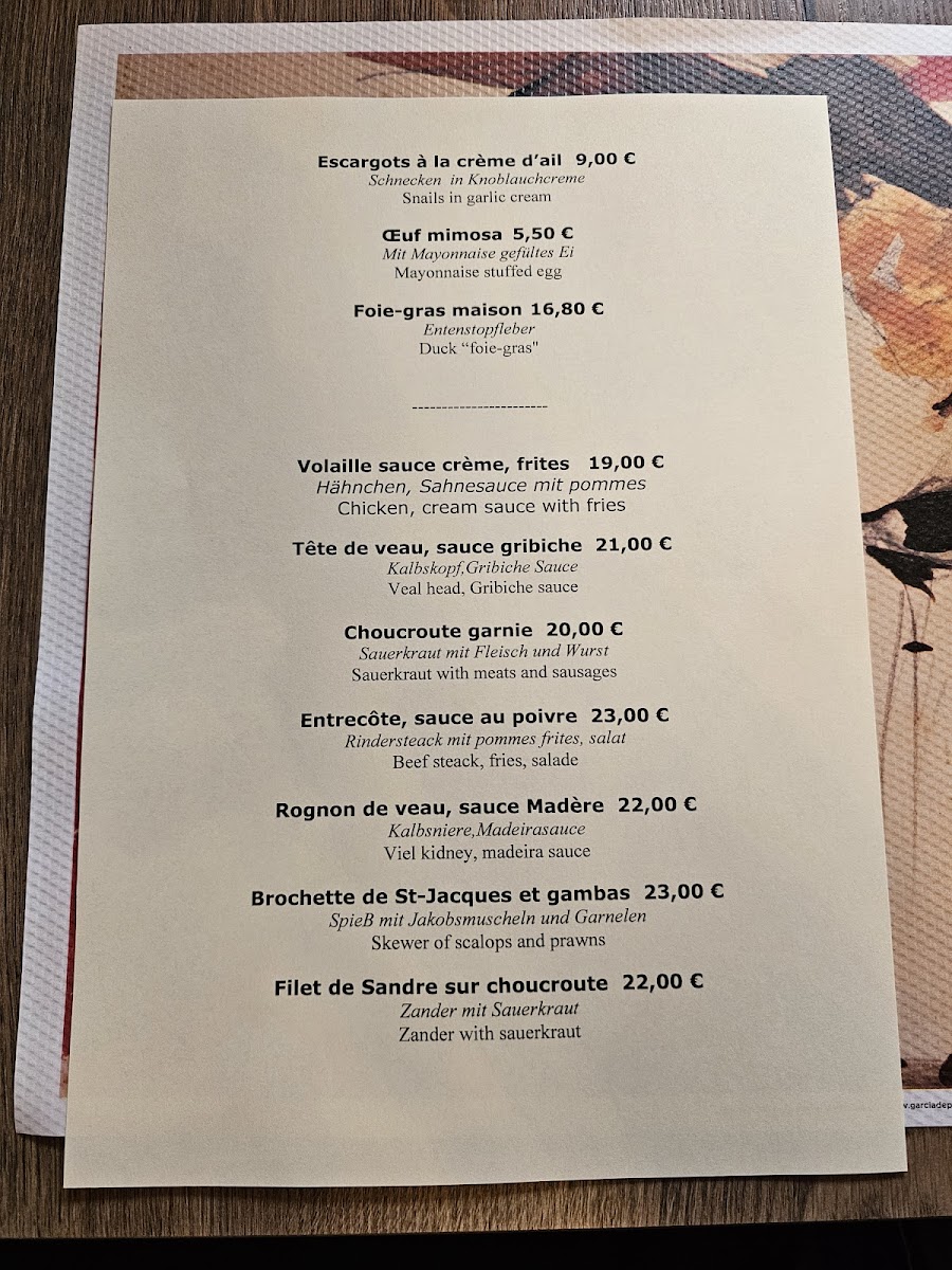Restaurant Au Chaudron Photo Menu 2