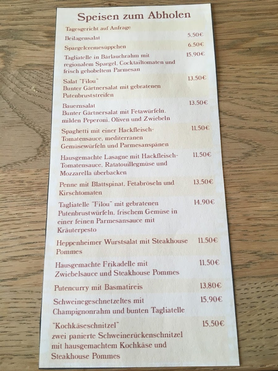 Bistro Filou Stadtmauerkeller Photo Menu 2
