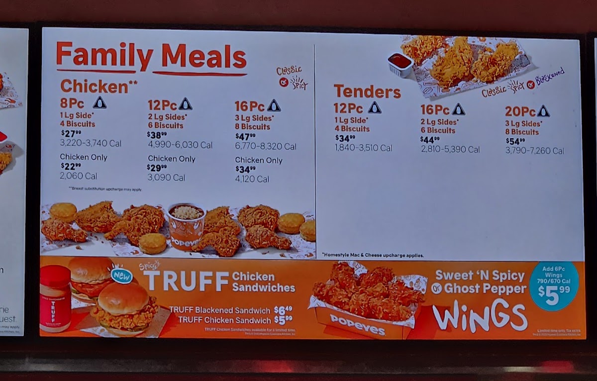 Popeyes Louisiana Kitchen Photo Menu 3