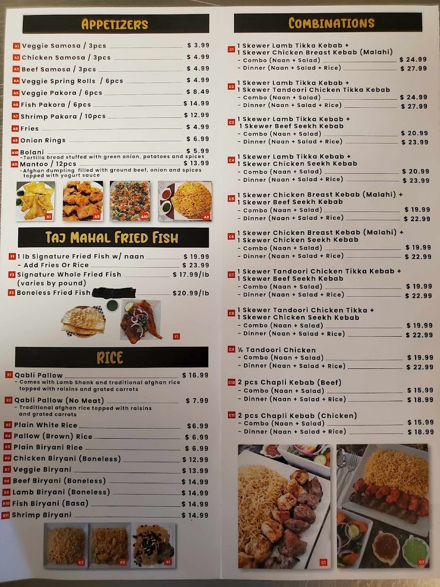 Taj Mahal Cuisine Photo Menu 1