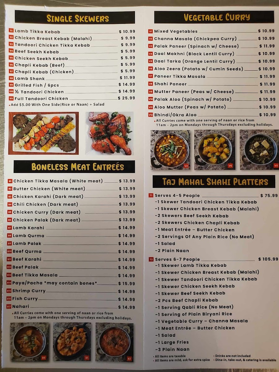 Taj Mahal Cuisine Photo Menu 2