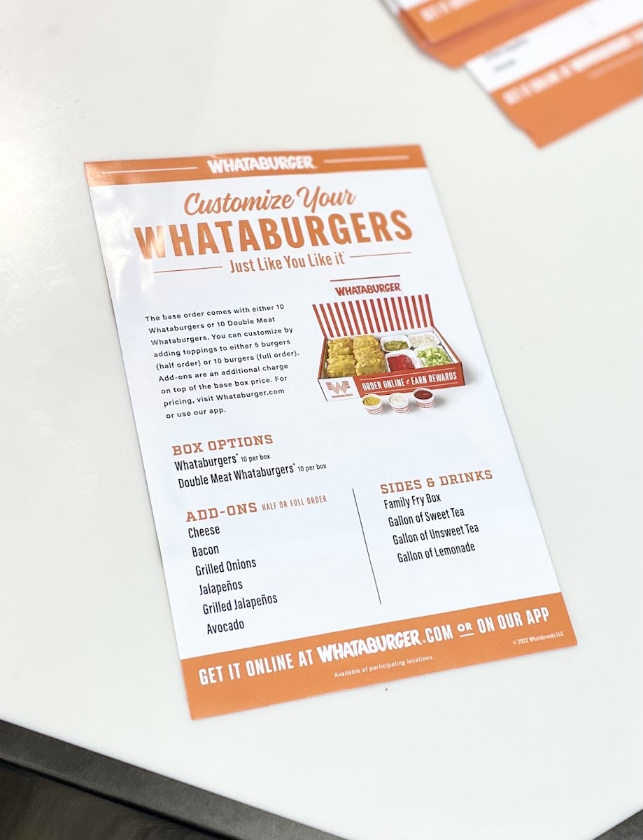 Whataburger Photo Menu 2