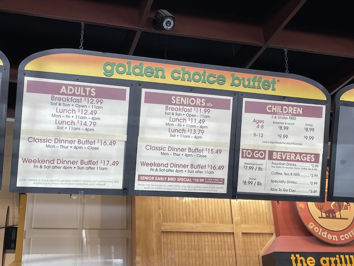 Golden Corral Buffet & Grill Photo Menu 2