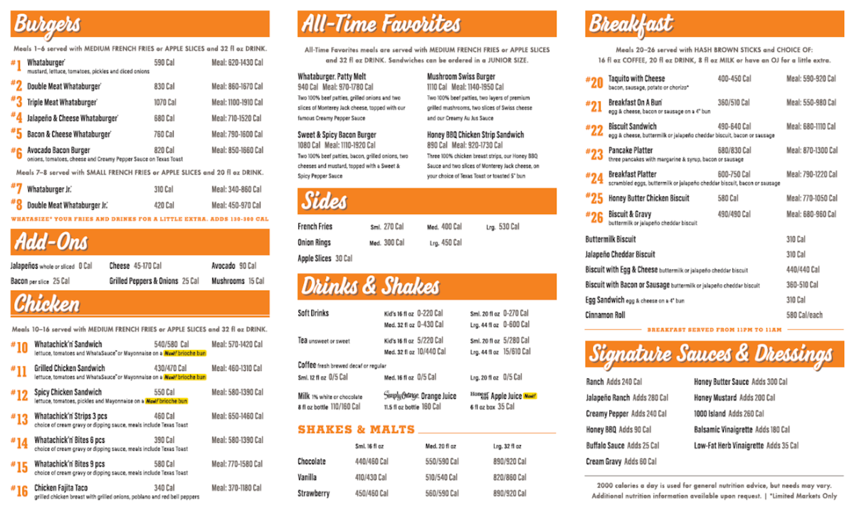 Whataburger Photo Menu 1