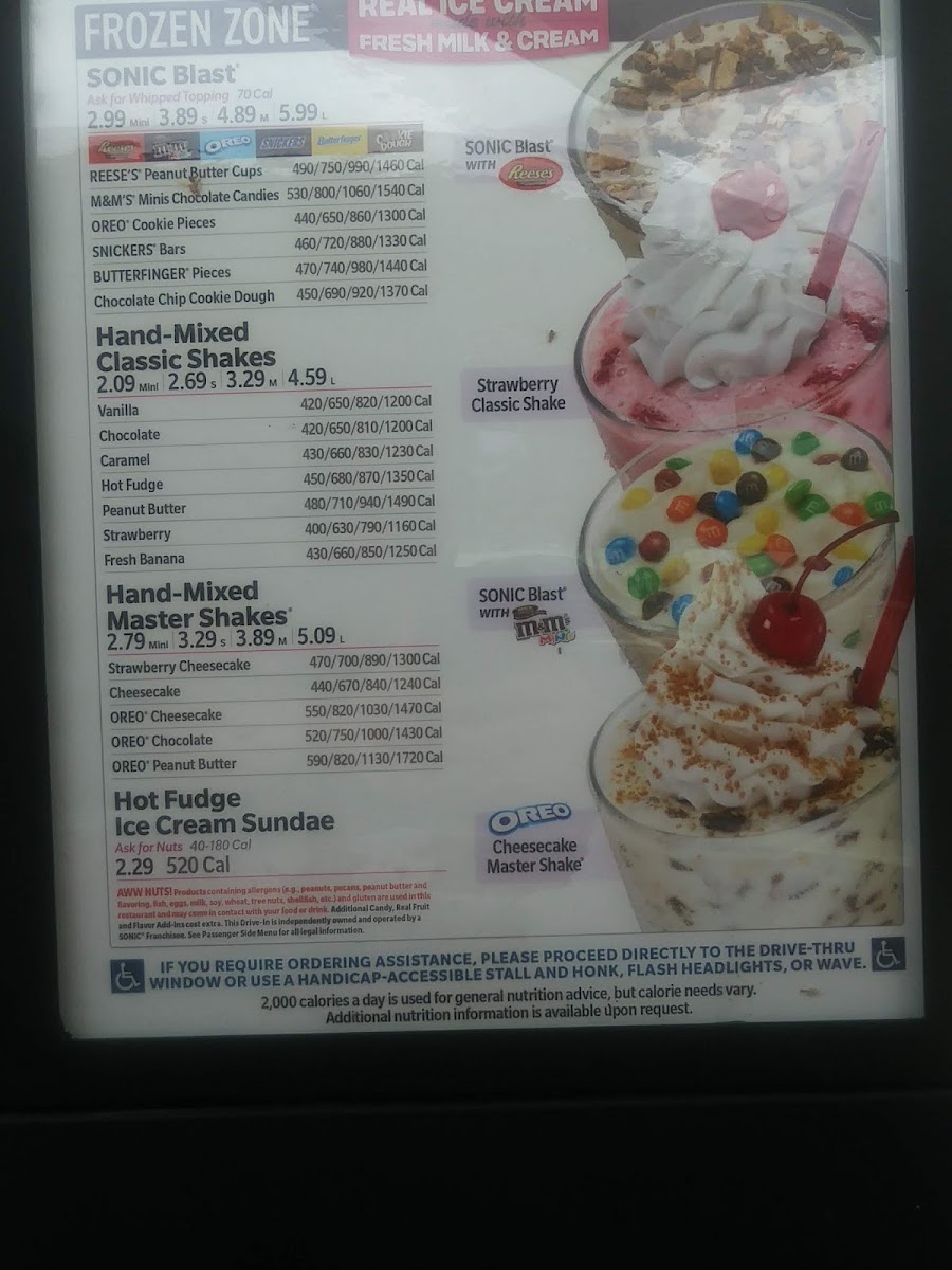 Sonic Drive-In Photo Menu 1