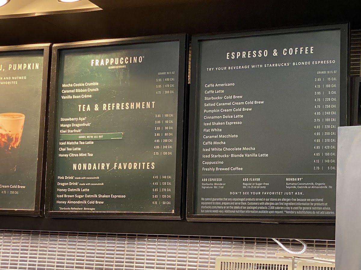 Starbucks Photo Menu 1