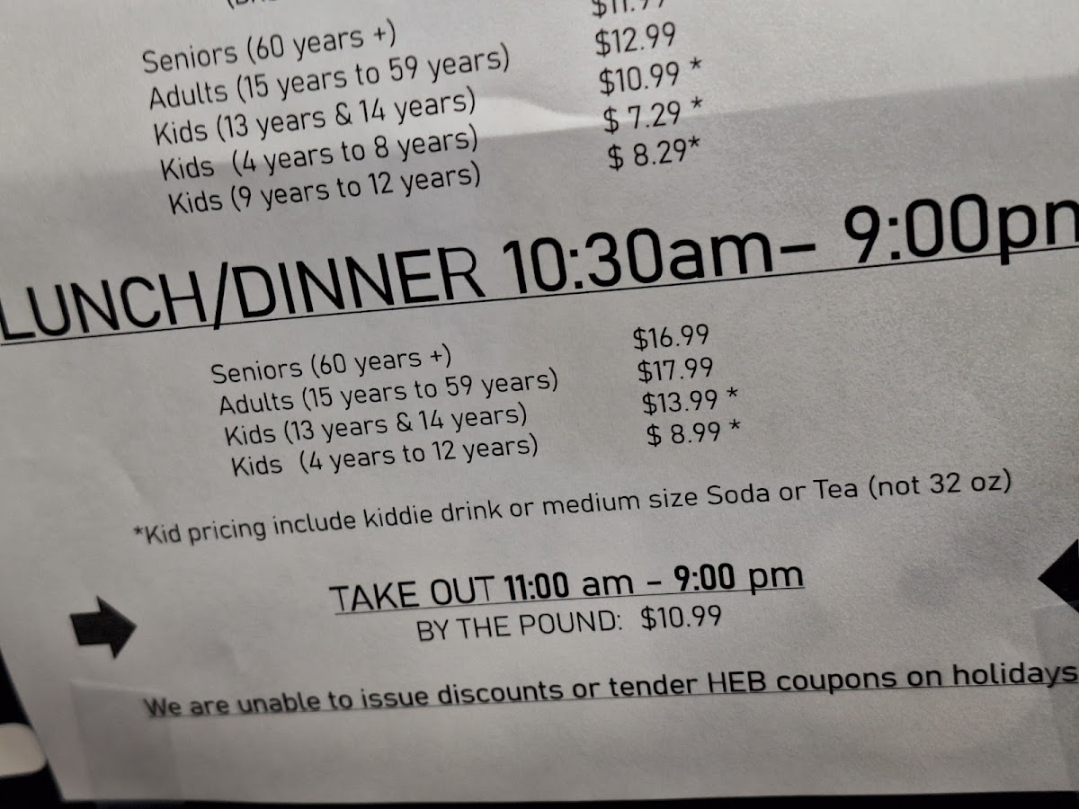 Golden Corral Buffet & Grill Photo Menu 1