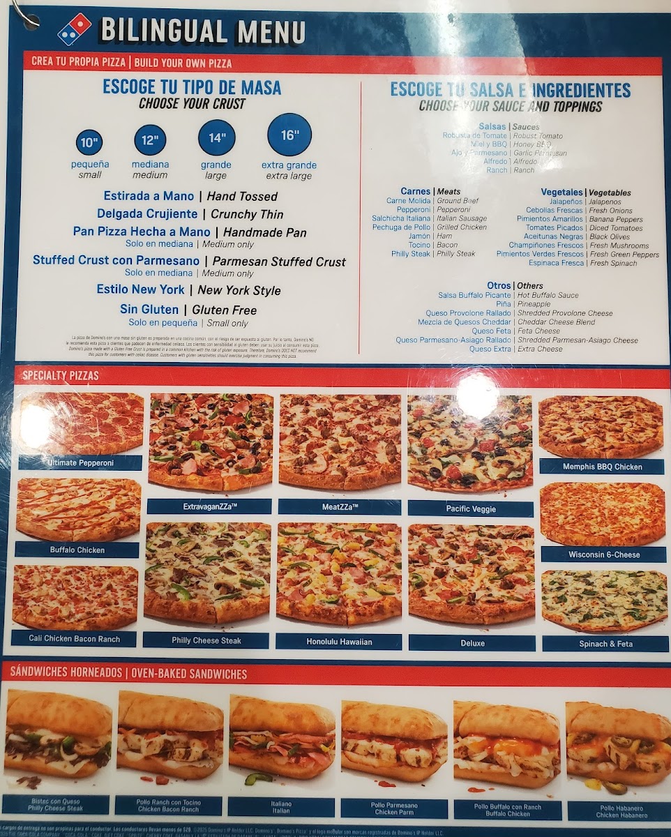 Domino's Pizza Photo Menu 1