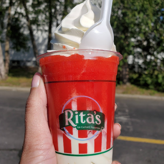 Cherry Italian Ice with Vanilla Custard