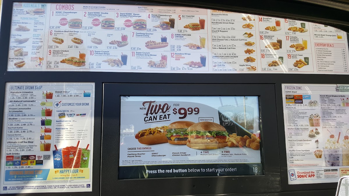 Sonic Drive-In Photo Menu 1