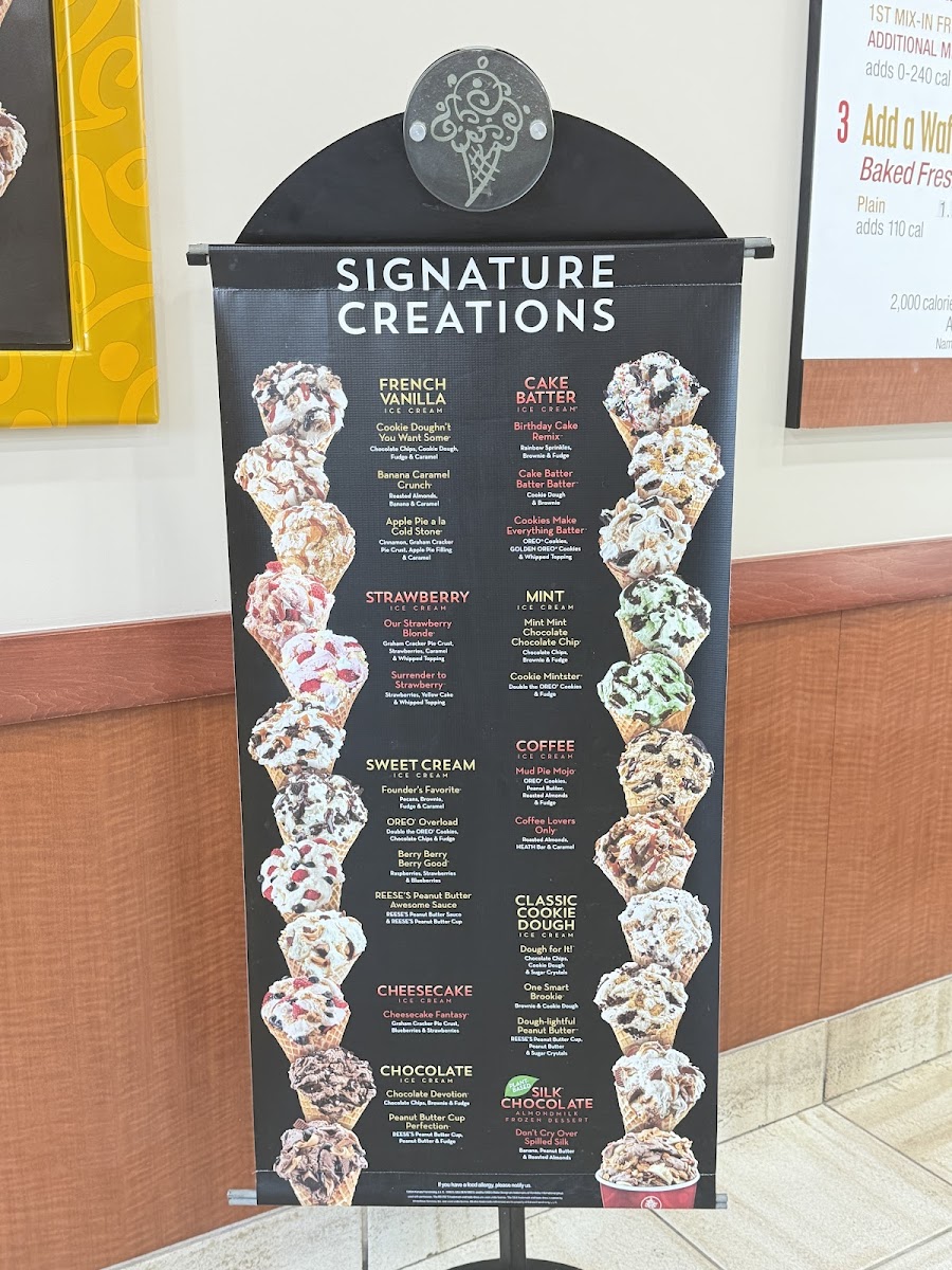 Cold Stone Creamery Photo Menu 1