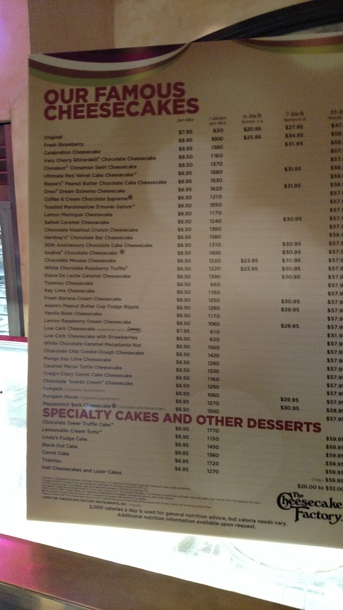 The Cheesecake Factory Photo Menu 10