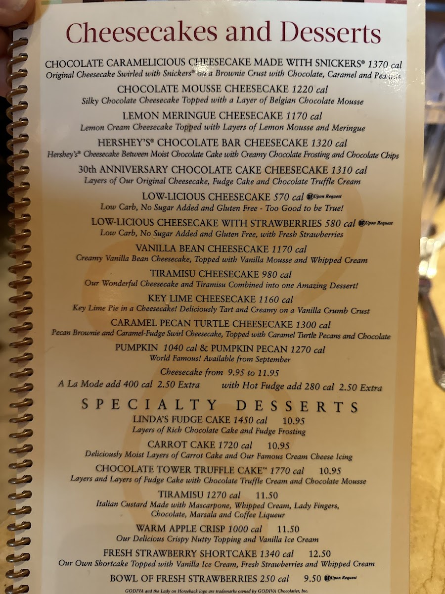 The Cheesecake Factory Photo Menu 4